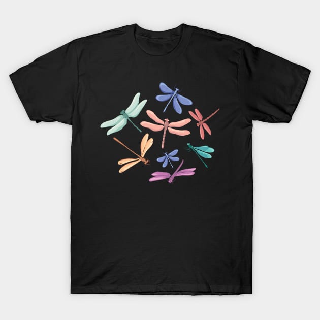 Multi-colored magical dragonflies from a magical forest T-Shirt by Catdog